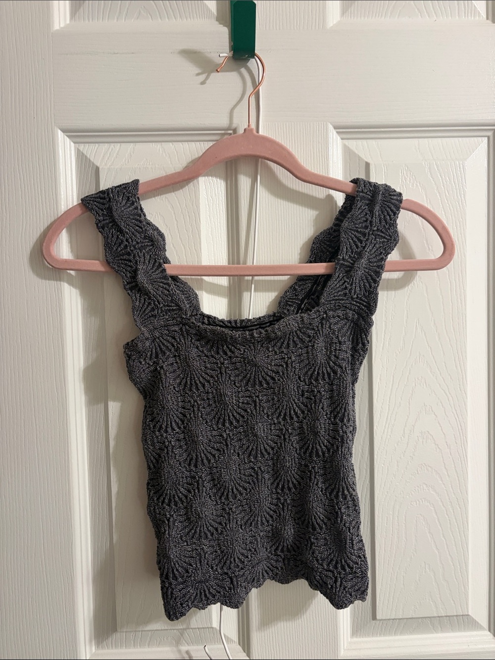 Free People Charcoal Textured Knit Tank Top